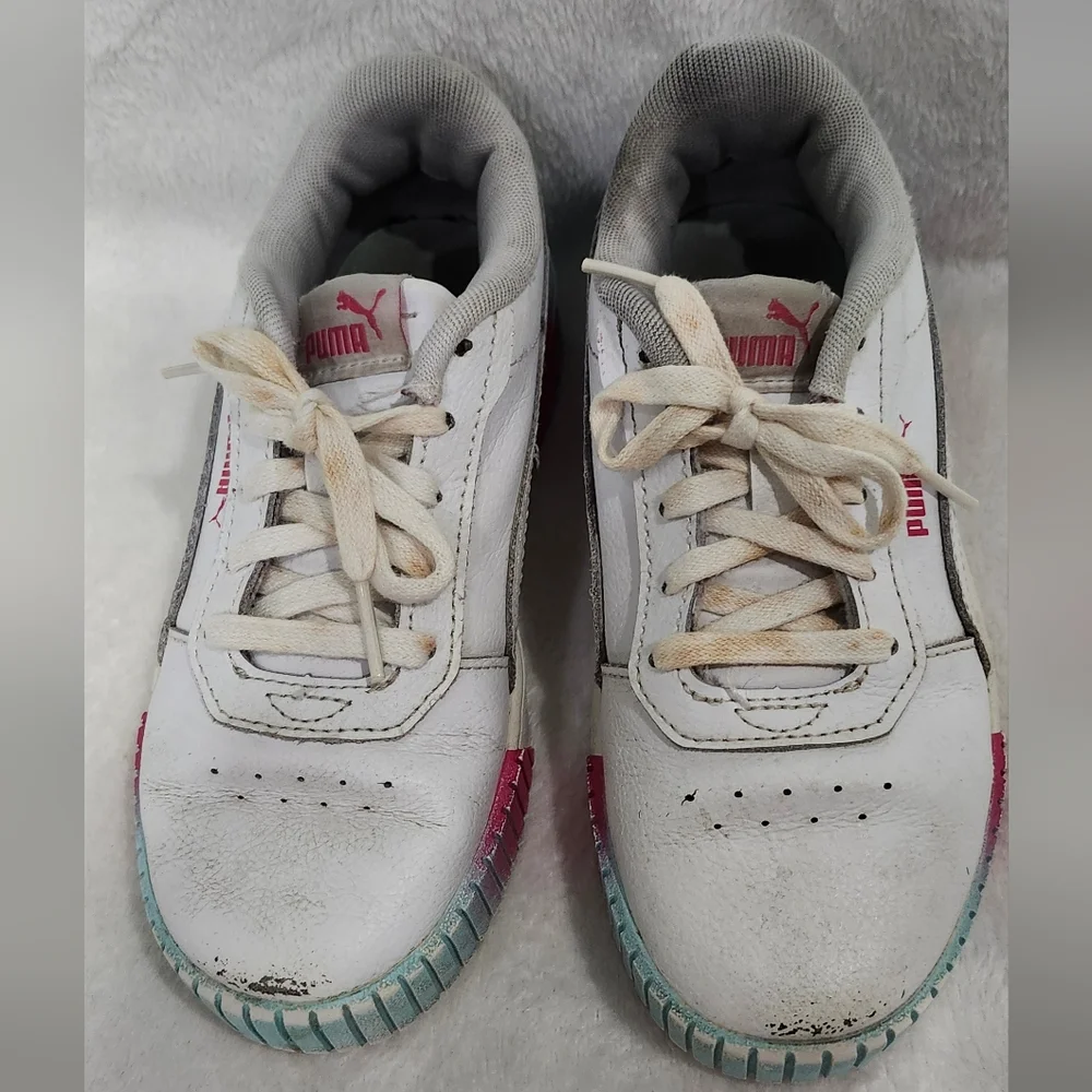 Puma Kid's Carina 2.0 Fade Shoes Sneakers Size 2c White Blue Pink